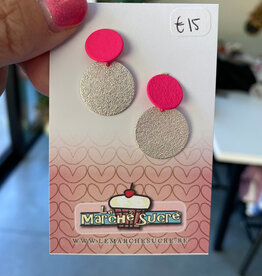 le marché sucré Le marché sucré: oorbellen zilver en fluo roze