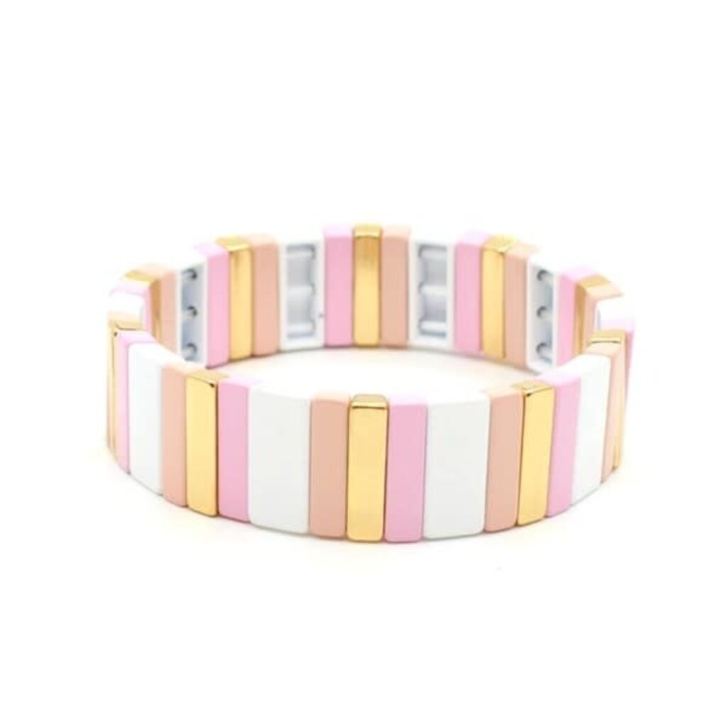 le marché sucré Le marché sucré: Armband mozaïek – Nude-wit-roze-goud 01