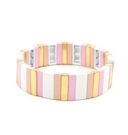 le marché sucré Le marché sucré: Armband mozaïek – Nude-wit-roze-goud 01