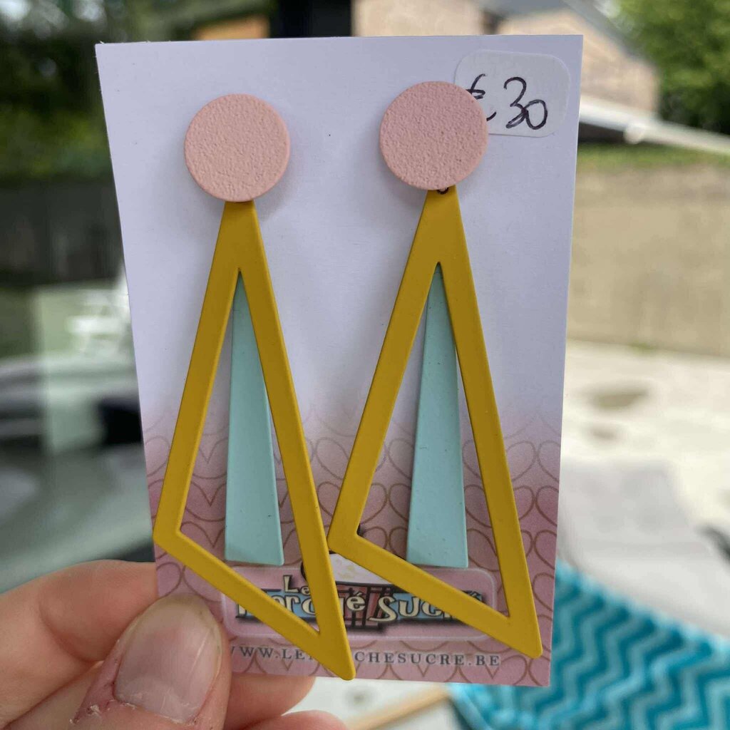 le marché sucré Le marché sucré: oorbellen - lichtroze, lichtblauw en oker
