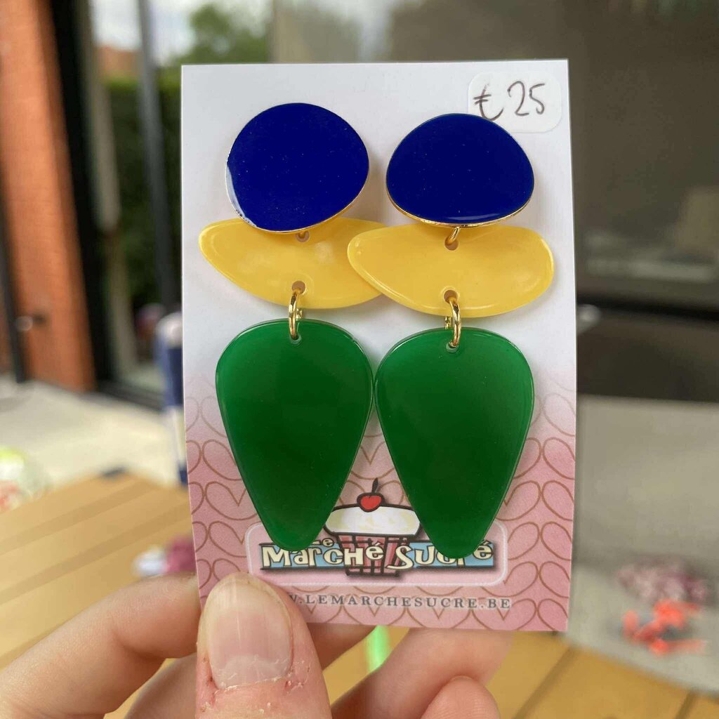 le marché sucré Le marché sucré: oorbellen  - blauw, geel en groen