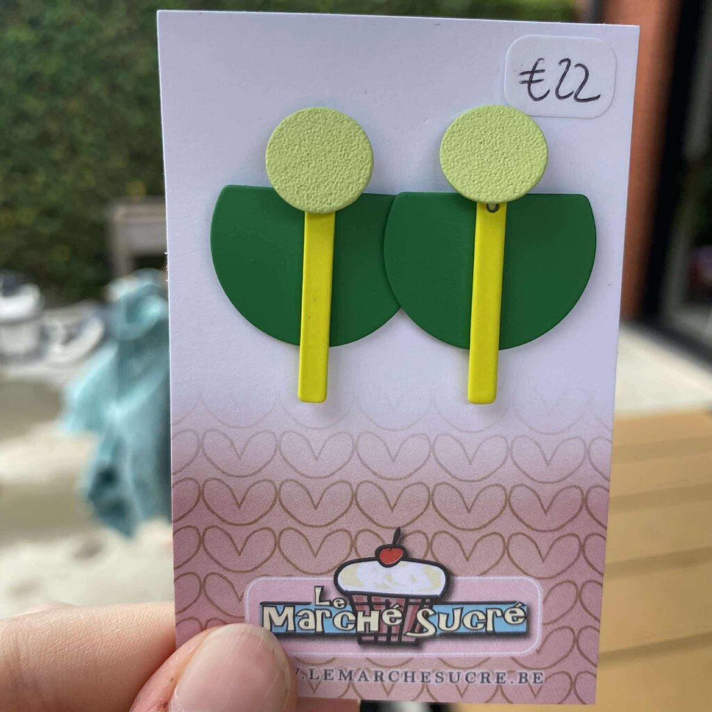 le marché sucré Le marché sucré: oorbellen  - munt, groen en fluo geel