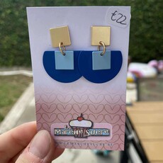 le marché sucré Le marché sucré: oorbellen  - goud, blauw en lichtblauw