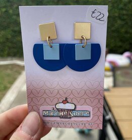 le marché sucré Le marché sucré: oorbellen  - goud, blauw en lichtblauw