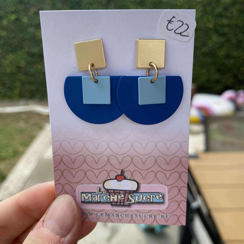 le marché sucré Le marché sucré: oorbellen  - goud, blauw en lichtblauw