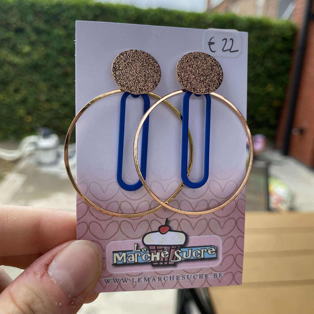 le marché sucré Le marché sucré: oorbellen  - goud en blauw