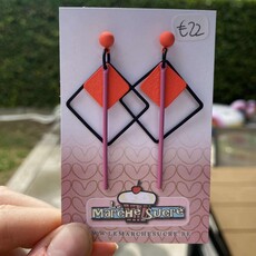 le marché sucré Le marché sucré: oorbellen  - fluo oranje, zwart en roze