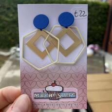 le marché sucré Le marché sucré: oorbellen  - ecru, goud en blauw