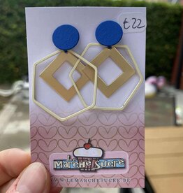 le marché sucré Le marché sucré: oorbellen  - ecru, goud en blauw