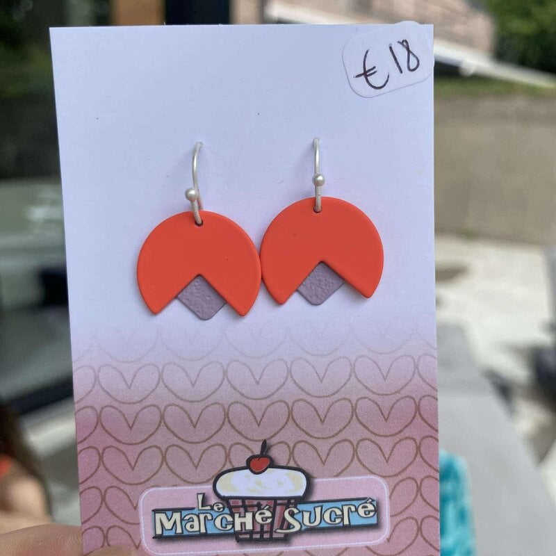 le marché sucré Le marché sucré: oorbellen - zilver, fluo oranje en lila