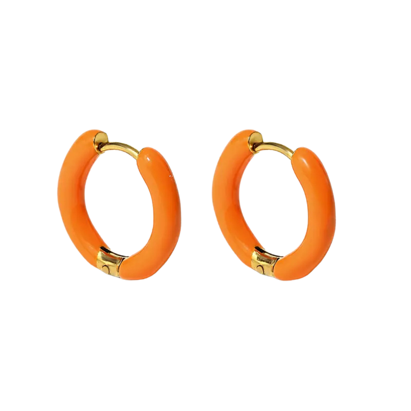 geen merk Oorbellen - gekleurde ring - oranje