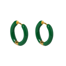 geen merk Oorbellen - gekleurde ring - groen