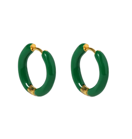 geen merk Oorbellen - gekleurde ring - groen