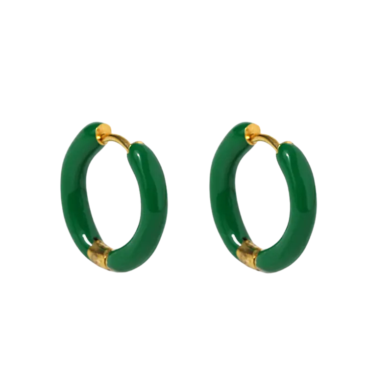 geen merk Oorbellen - gekleurde ring - groen