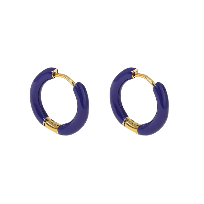 geen merk Oorbellen - gekleurde ring - donkerblauw