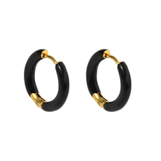 geen merk Oorbellen - gekleurde ring - zwart