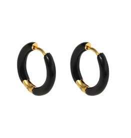 geen merk Oorbellen - gekleurde ring - zwart