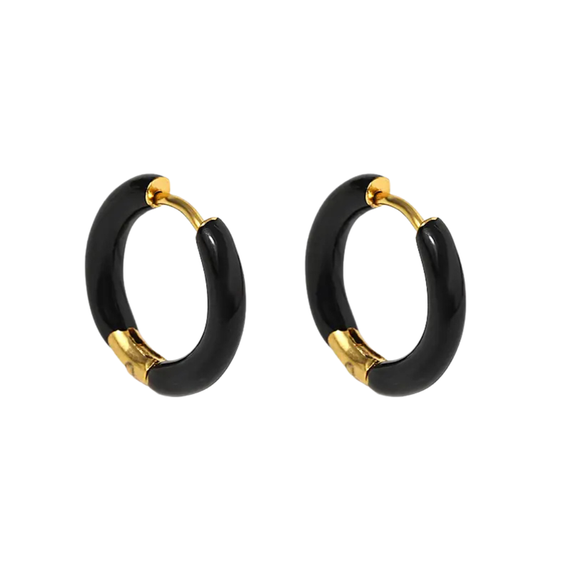 geen merk Oorbellen - gekleurde ring - zwart
