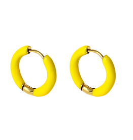 geen merk Oorbellen - gekleurde ring - geel