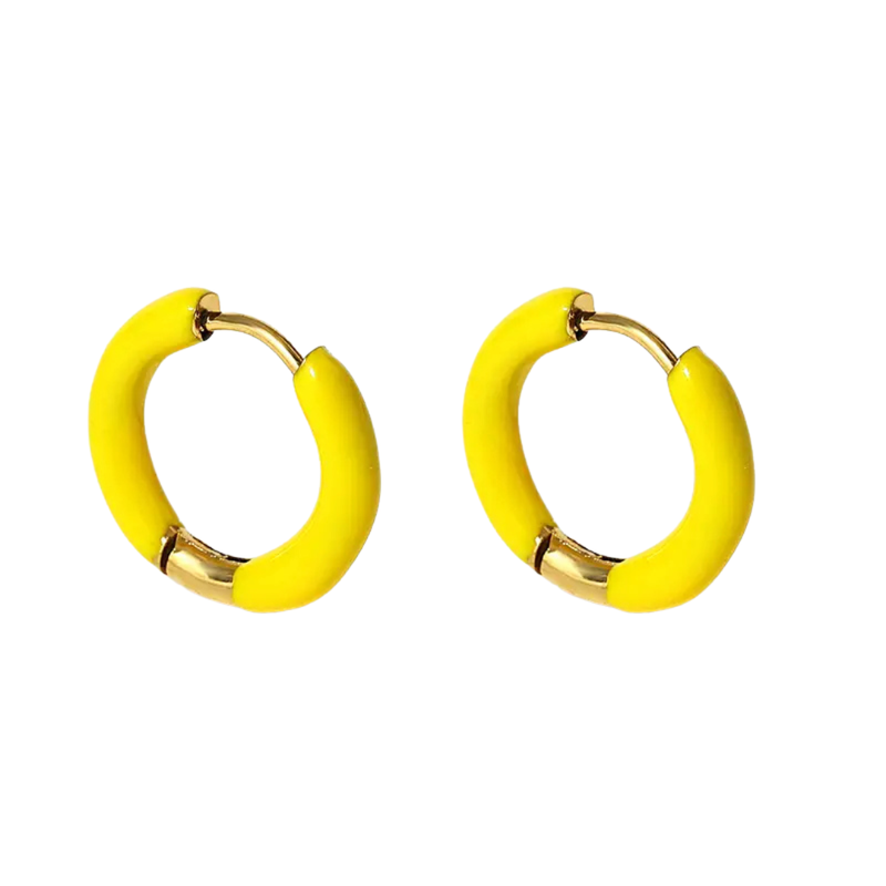 geen merk Oorbellen - gekleurde ring - geel