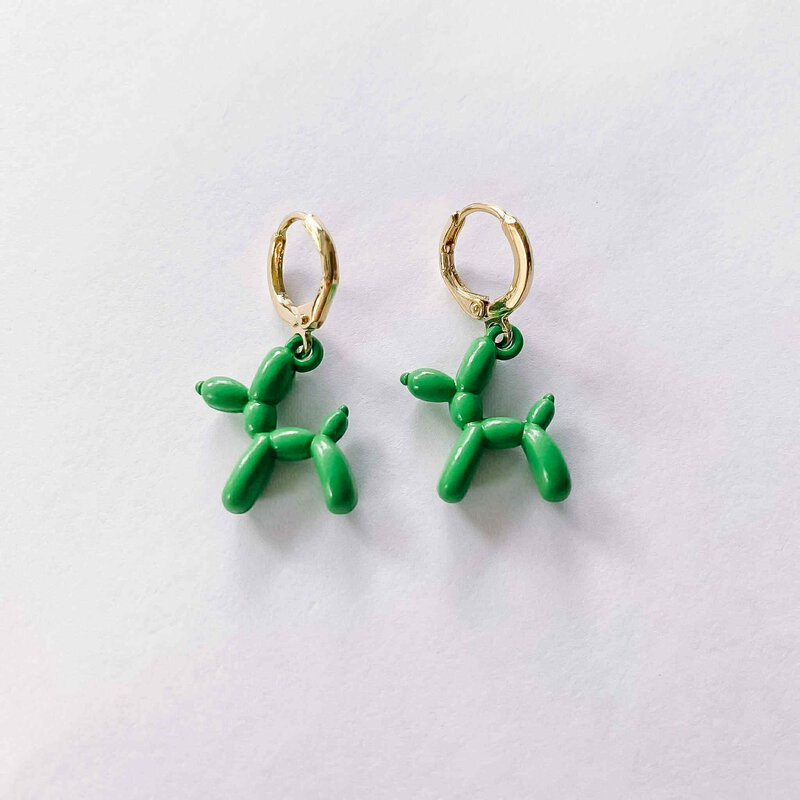 le marché sucré Le marché sucré: oorbellen - ballonhond groen en goud