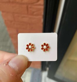 le marché sucré Le marché sucré: oorbellen - bloemetje rood + wit