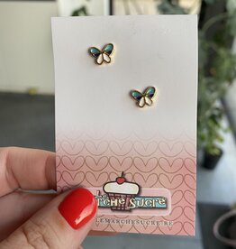 le marché sucré Le Marché Sucré (d): oorbellen vlinder - blauw zwart wit