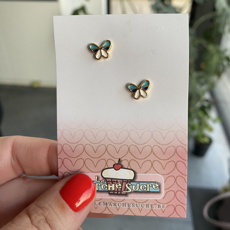 le marché sucré Le Marché Sucré (d): oorbellen vlinder - blauw zwart wit