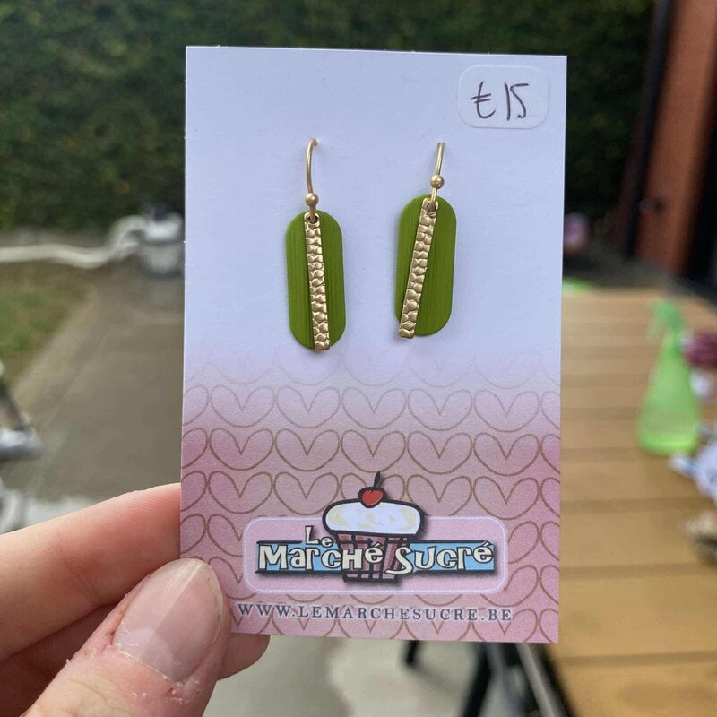 le marché sucré Le marché sucré: oorbellen goud en grasgroen