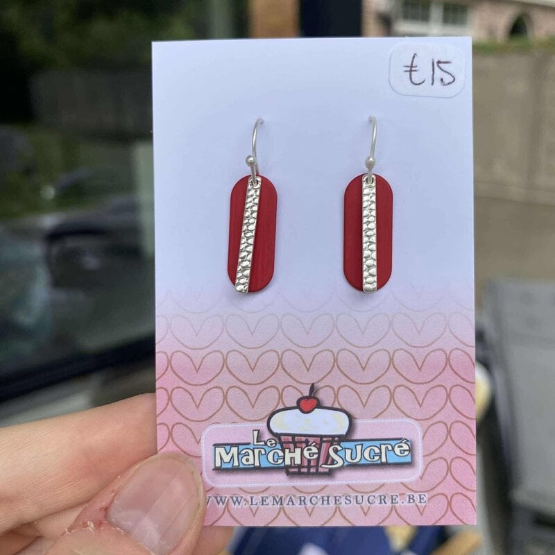 le marché sucré Le marché sucré: oorbellen zilver en framboos
