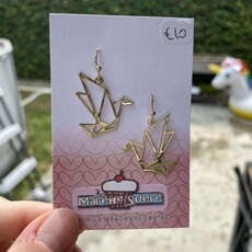 le marché sucré Le marché sucré: oorbellen kraanvogel goud blinkend
