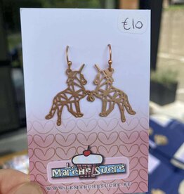 le marché sucré Le marché sucré: oorbellen unicorn rosé goud