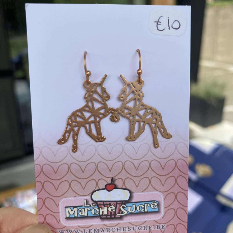 le marché sucré Le marché sucré: oorbellen unicorn rosé goud