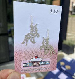 le marché sucré Le marché sucré: oorbellen unicorn zilver