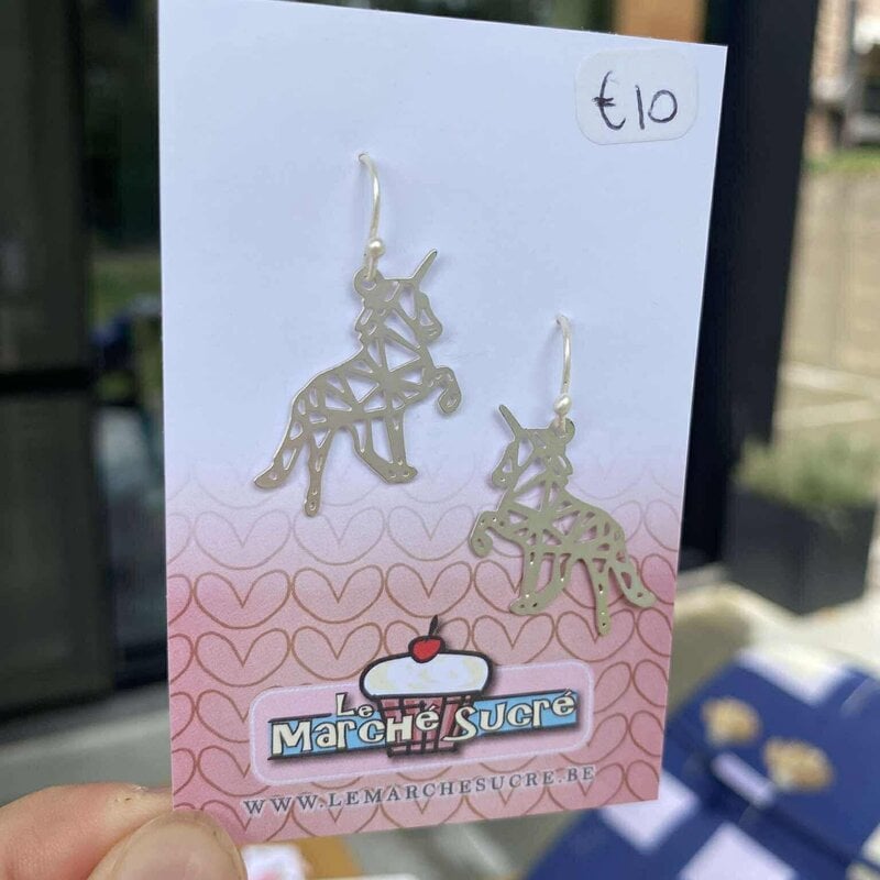le marché sucré Le marché sucré: oorbellen unicorn zilver