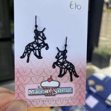 le marché sucré Le marché sucré: oorbellen unicorn zwart