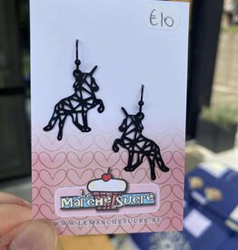 le marché sucré Le marché sucré: oorbellen unicorn zwart