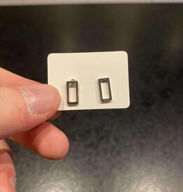 geen merk oorbellen - rechthoek open - zilver