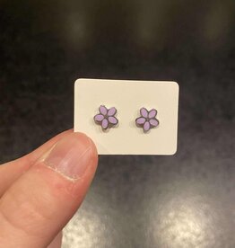 geen merk oorbellen - bloemetjes - paars