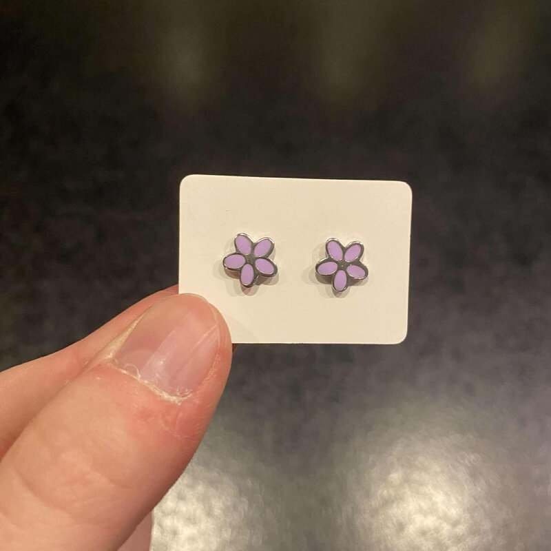 geen merk oorbellen - bloemetjes - paars