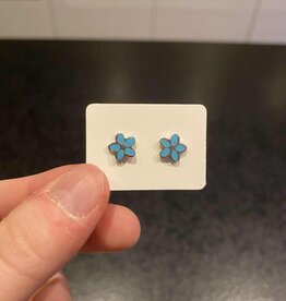 geen merk oorbellen - bloemetjes - blauw
