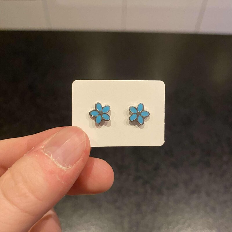 geen merk oorbellen - bloemetjes - blauw
