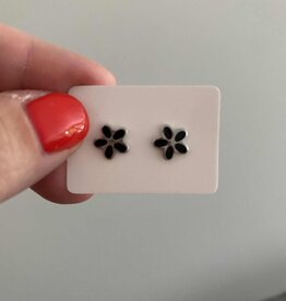 geen merk oorbellen - bloemetjes - zwart