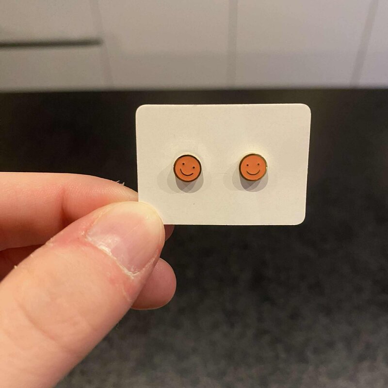 geen merk oorbellen - smiley - oranje