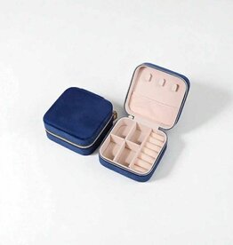 geen merk Fluwelen juwelendoosje - blauw