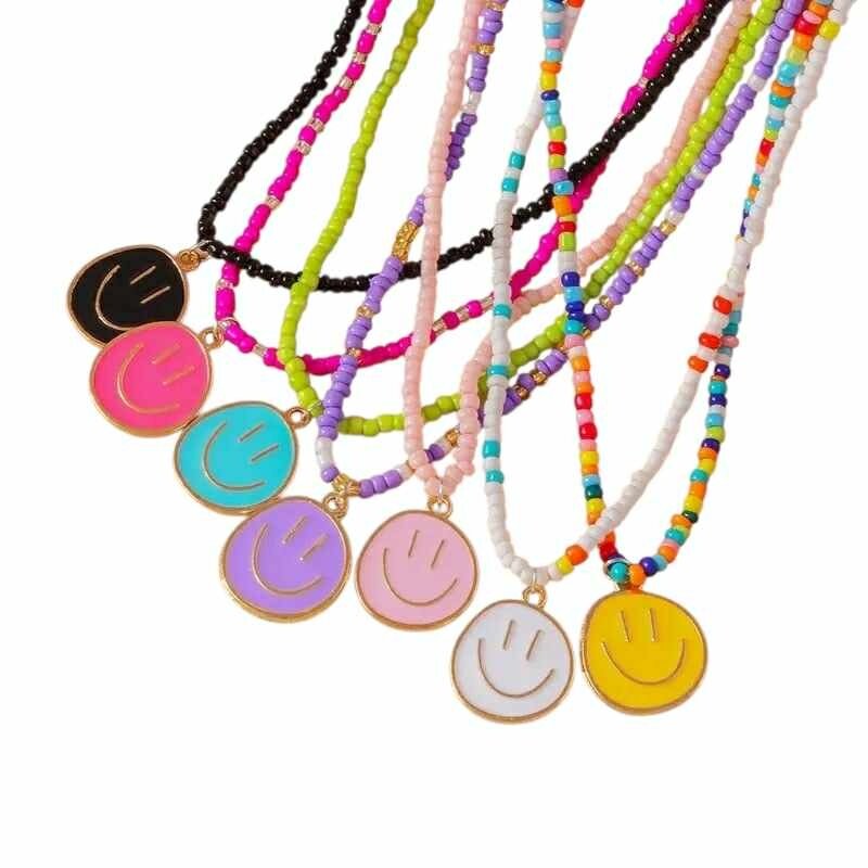 geen merk ketting - pareltjes - smiley