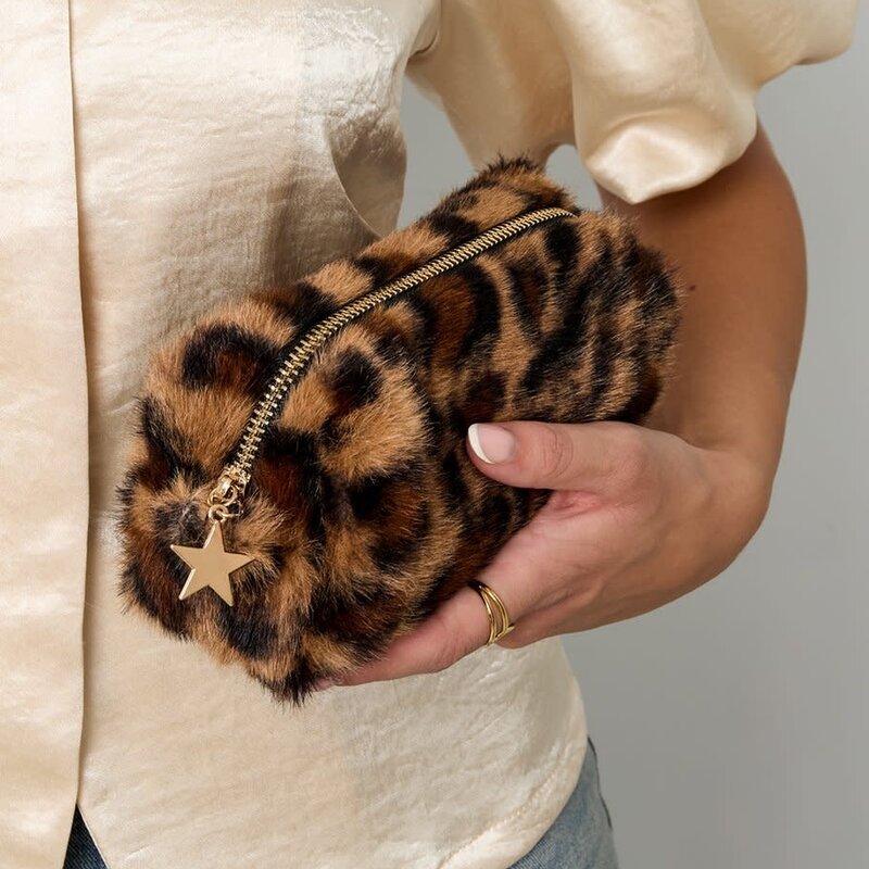 Yehwang Yehwang: make-up tas zachte luipaard sterretje - khaki