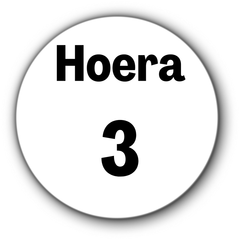5 ronde naamstickers - Hoera + cijfer