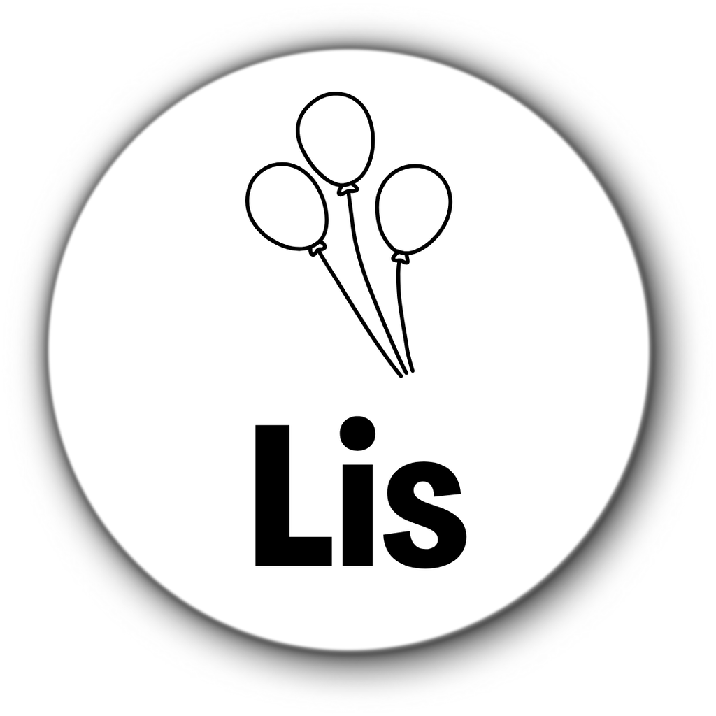 5 ronde naamstickers - naam + ballonnen