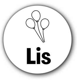 5 ronde naamstickers - naam + ballonnen